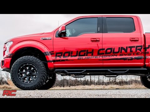 Rough Country Nerf Steps Full Length Crew 5.5 Ft Bed Ford F-150 (15-23)/Super Duty (17-23) RCF1596CC