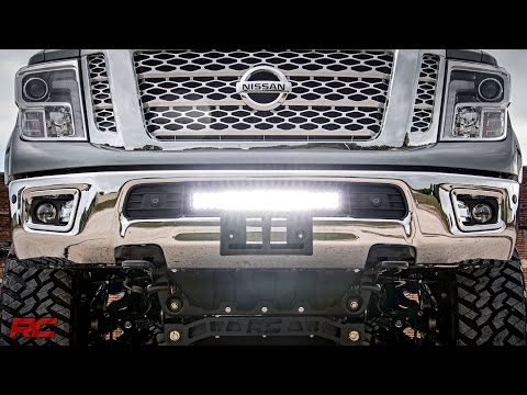 Rough Country Led Light Kit Bumper Mount 20" Black Dual Row Fits Nissan Titan Xd (16-23) 70645