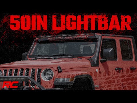Rough Country Jeep 50-Inch Straight Led Light Bar Upper Windshield Kit W/ Dual-Row Black Series Led Amber Drl (20-22 Gladiator Jt, 18-22 Wrangler Jl) 70068