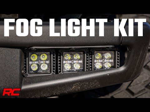 Rough Country Led Light Kit Fog Mount Triple 2" Black Pair Flood Ford Bronco (21-23) 51086