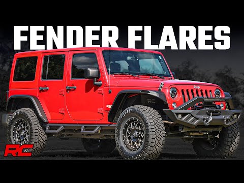 Rough Country High Clearance Led Flat Fender Flare Kit Uv Treated compatible with Jeep Wrangler Jk (07-18) 99037
