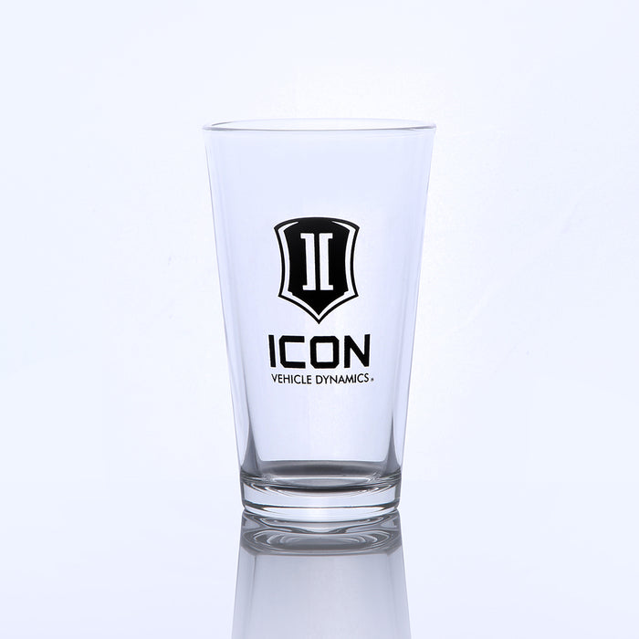 Icon 16Oz Pint Glass With Stacked Black Logo ICON-2140-SL-BL-16OZ