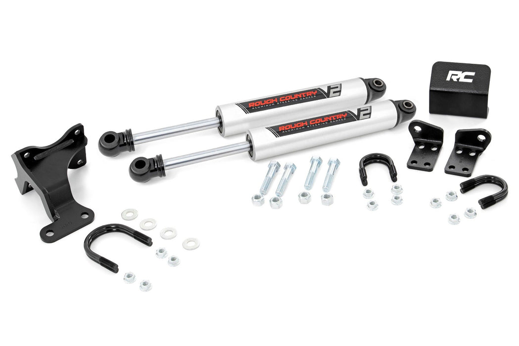 Rough Country V2 Steering Stabilizer Dual 2-8 Inch Lift Jeep Wrangler Jk (07-18) 8734970
