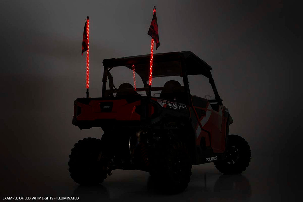 Rough Country Whip Mount Cage 4' Multl-Color Led Whip Pair Polaris Rzr 1000Xp 93052