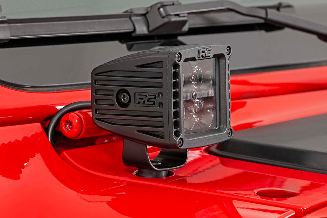 Rough Country Jeep 2-Inch Led Cube Easy-Mount Kit Black Series W/ Amber Drl (18-21 Wrangler Jl 20-21 Gladiator) 70060