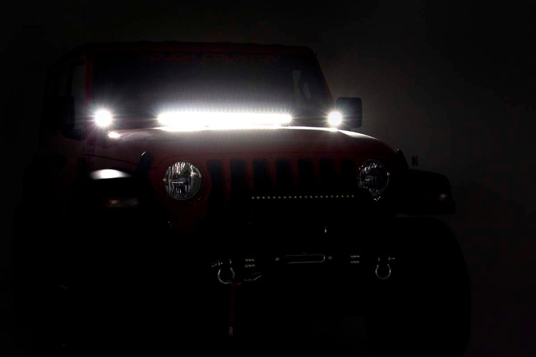 Rough Country Led Light Kit Cowl Mount 2" Black Pair compatible with Jeep Gladiator Jt (20-23)/Wrangler Jl (18-23) 70062