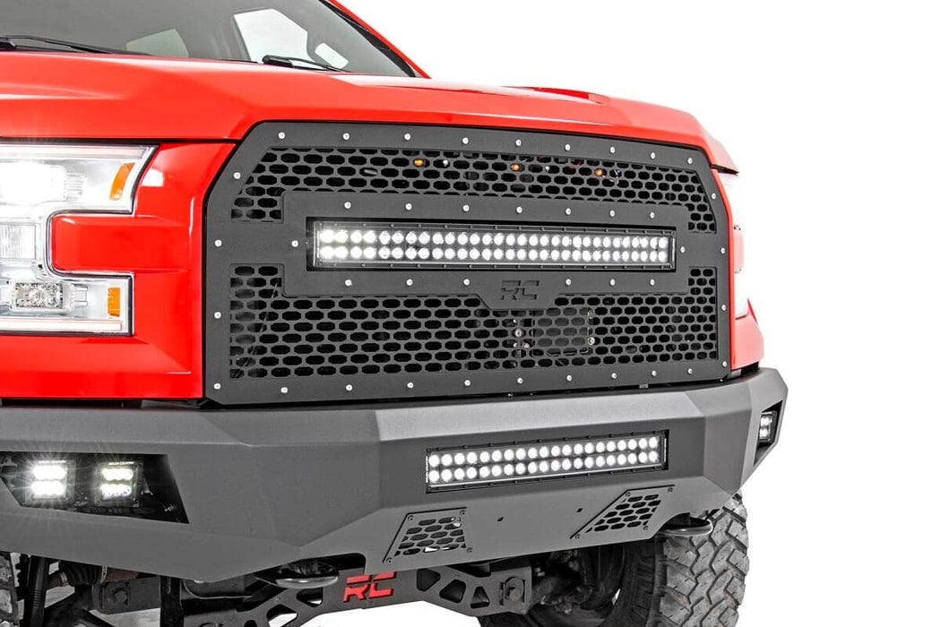 Rough Country Led Light Kit Mesh Grill Mount Amber Marker Ford F-150 (15-17) 70200