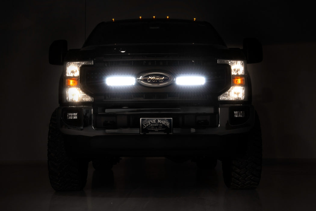 Rough Country Led Light Kit Grille Mount 10 Inch Black Slimline Ford F-250 Super Duty (20-23) 70898