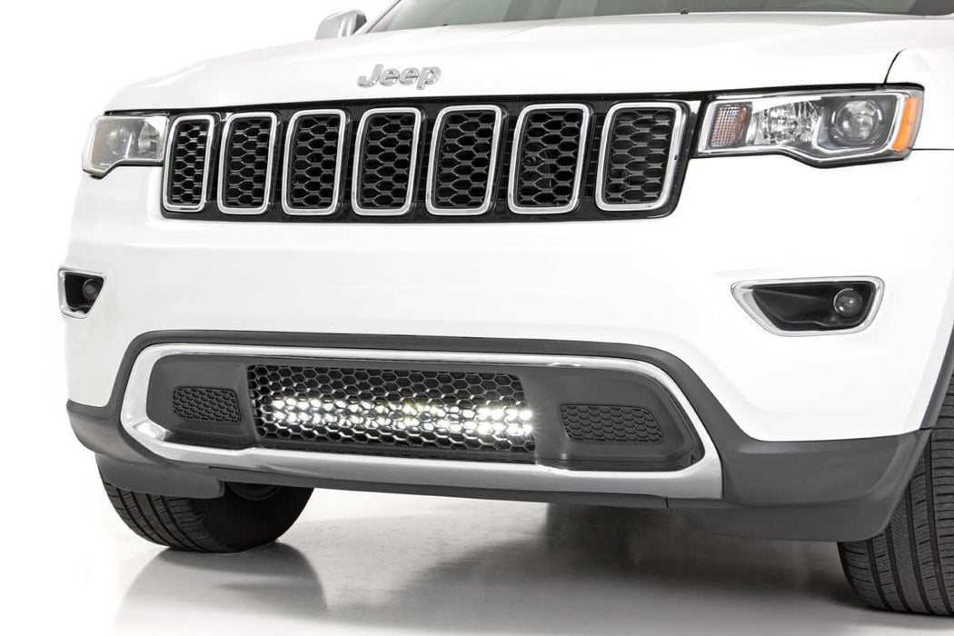 Rough Country Led Light Bumper Mount 20" Black Dual Rowamber Drl compatible with Jeep Grand Cherokee Wk2 (11-20) 70773DRLA