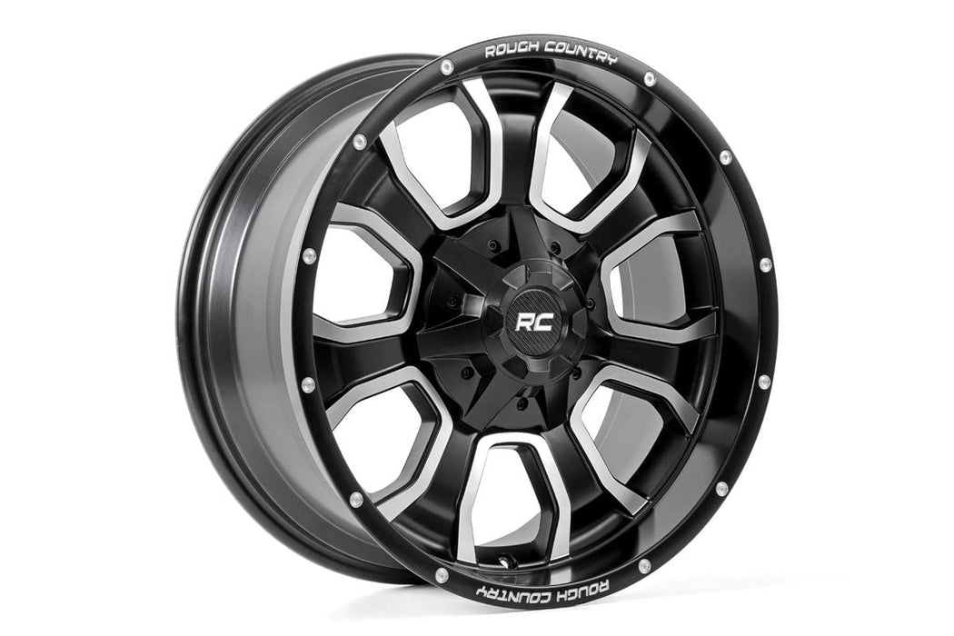 Rough Country 93 Series Wheel One-Piece Machined Black 20X9 5X5/5X4.512Mm 93209013