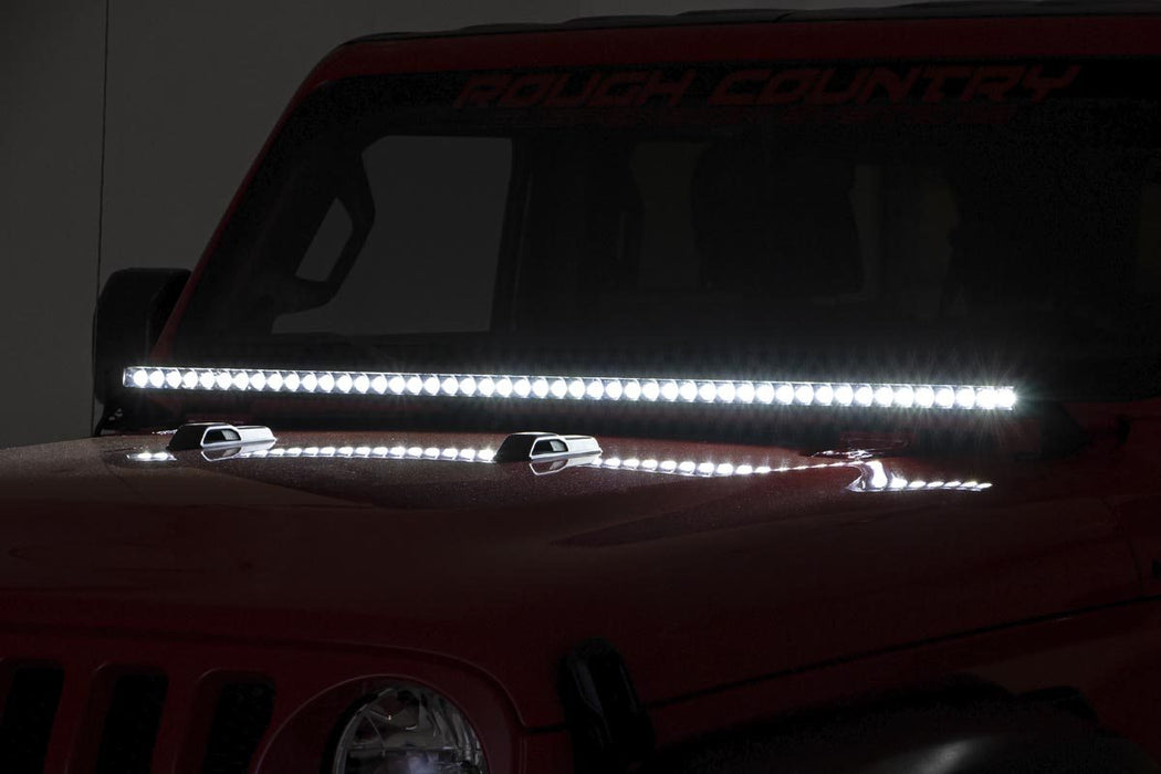 Rough Country Led Light Cowl Mnt 50&Quot; Spectrum Single Row Jeep Gladiator Jt (20-23)/Wrangler Jl (18-23) 80057