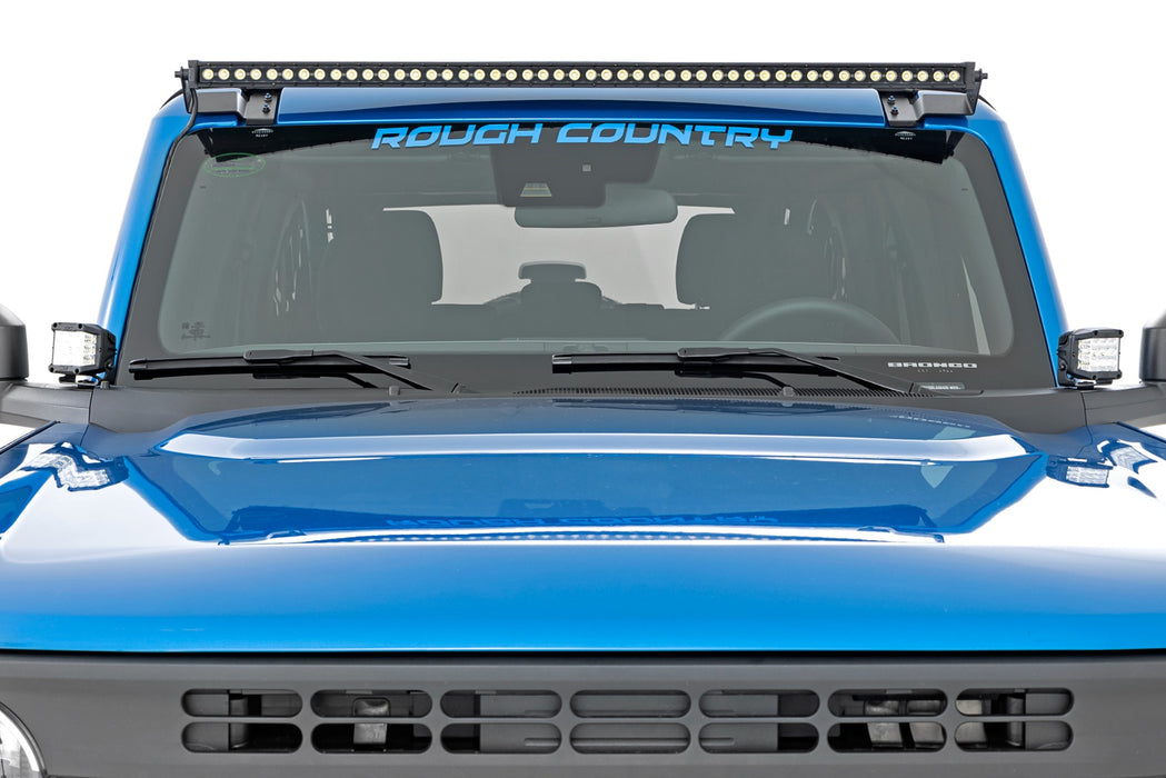 Rough Country Led Light Kit Upper Windshield 50" Black Single Row Ford Bronco (21-23) 71043