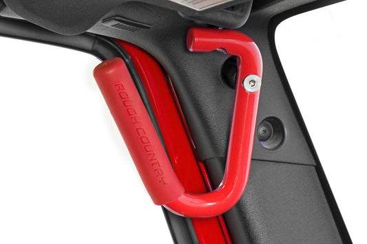 Rough Country Grab Handles Steel Front Red compatible with Jeep Wrangler Jk (2007-2018) 6501RED