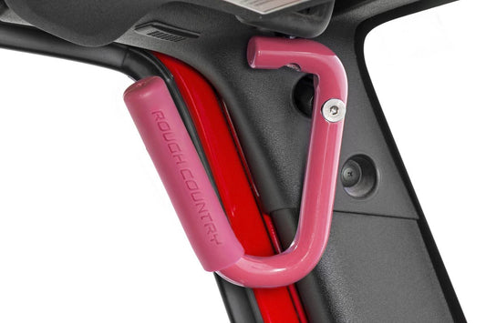 Rough Country Grab Handles Steel Front Pink compatible with Jeep Wrangler Jk (2007-2018) 6501PINK