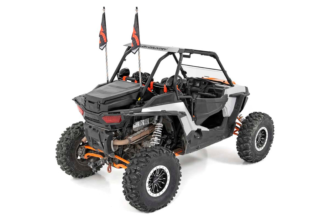Rough Country Whip Mount Cage 4' Multl-Color Led Whip Pair Polaris Rzr 1000Xp 93052