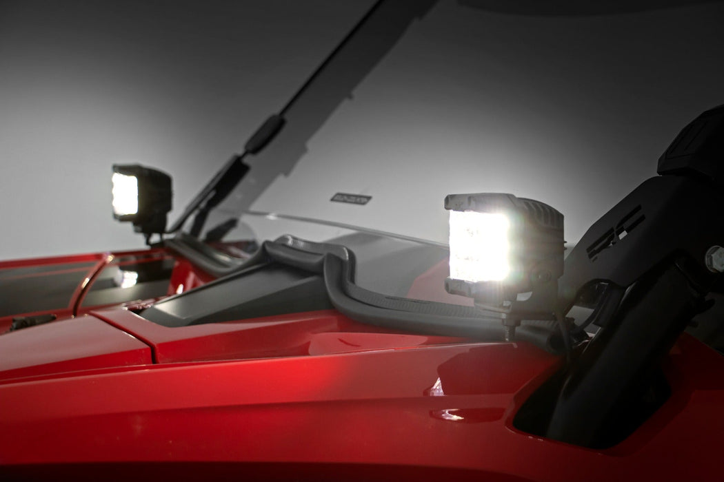 LED Light | Cage Mount | 2" Chrome Pair | Wide Angle | Honda Talon (19-21)