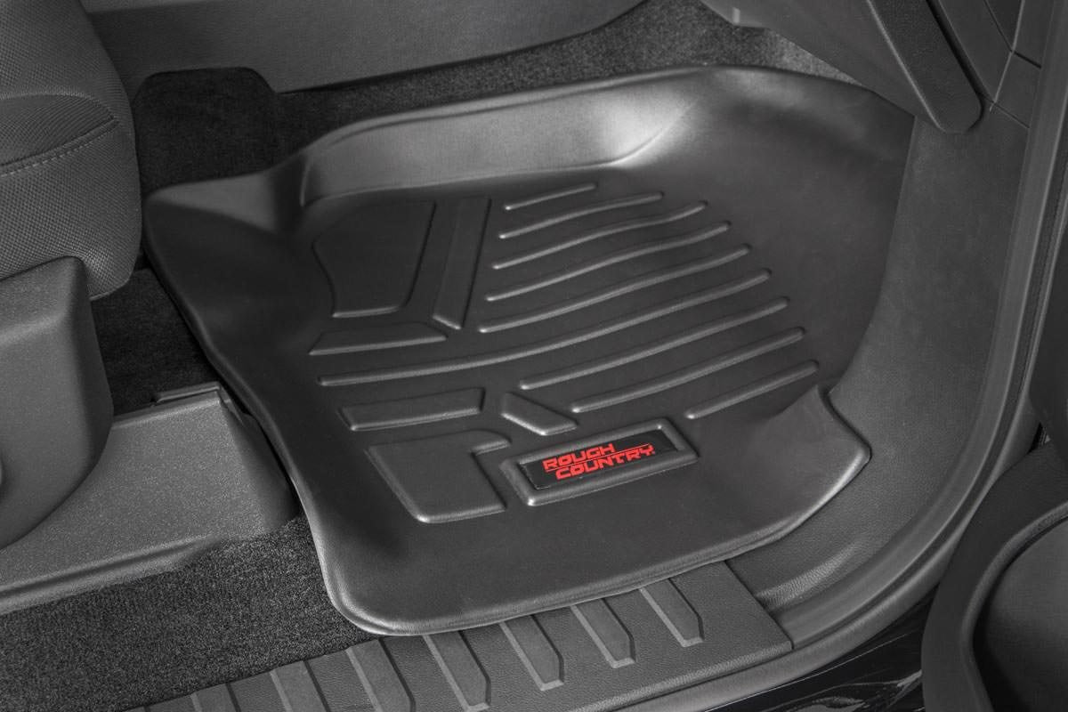Rough Country Floor Mats Fr & Rr Fr Buckets Fits Ford F-150 (15-23)/F-150 Lightning (2022) M-51512