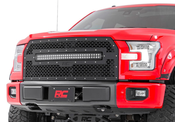 Rough Country Mesh Grille 30" Dual Row Led Black Fits Ford F-150 2WD/4WD (15-17) 70193