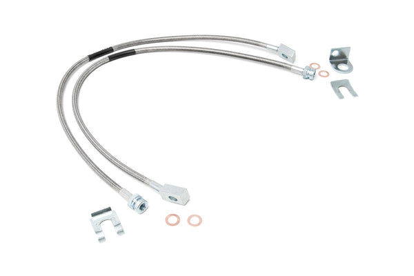 Rough Country Brake Lines Stainless Fr 4-6" Lift Fits Jeep Cherokee Xj/Wrangler Tj/Wrangler Yj 89702