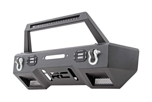 Rough Country Fr Bumper Stubby Hoop Blk Led Fits Jeep Gladiator Jt/Wrangler Jk & Jl 11826