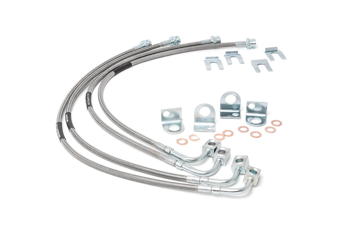 Rough Country Brake Lines Stainless Fr & Rr 4-6 Inch Lift Fits Jeep Wrangler Jk (07-18) 89716