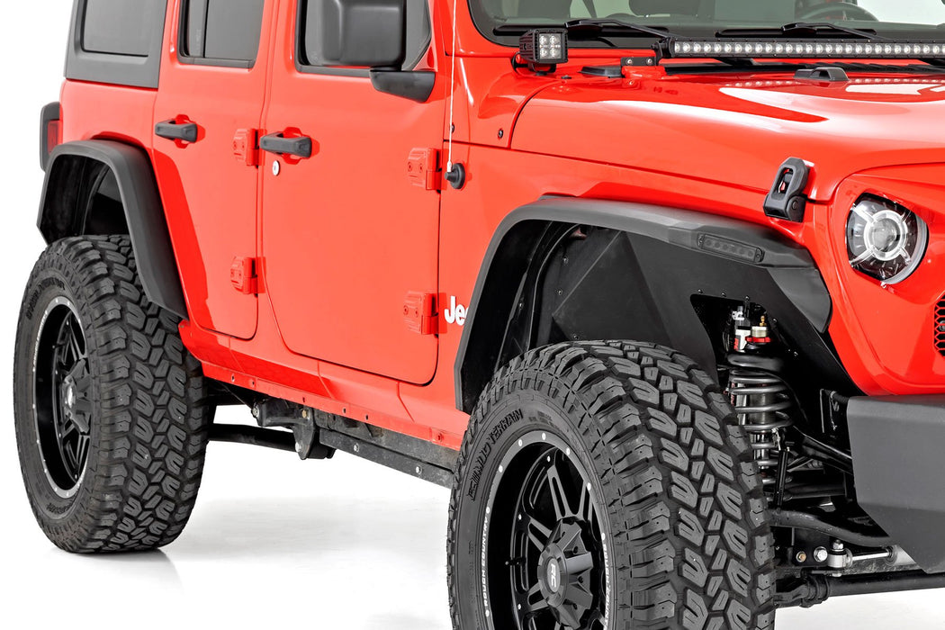 Rough Country High Clearance Led Flat Fender Flare Kit Uv Treated Jeep Wrangler Jl (18-23) 99036