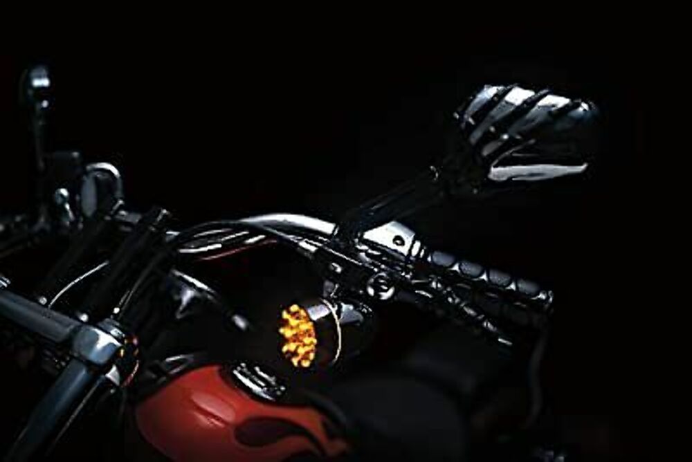 Kuryakyn Chrome Head w/ Black Stem Skeleton Mirrors Harley & Metric (ea)