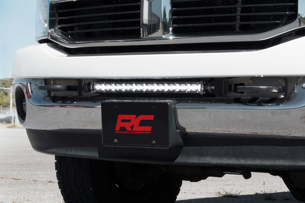 Rough Country Led Light Kit Bumper Mount 20" Black Single Row White Drl Ram 2500/3500 (10-18) 70568BLDRL