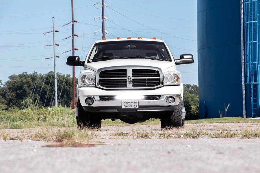 Rough Country Led Light Kit Bumper Mount 20" Black Single Row White Drl Ram 2500/3500 (10-18) 70568BLDRL