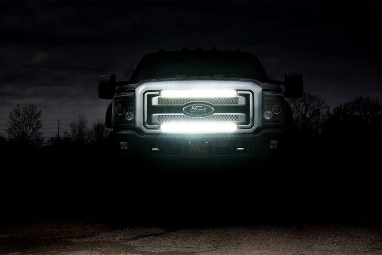 Rough Country Led Light Kit Grill Mount 30" Black Single Row Pair Ford Super Duty (11-16) 70771