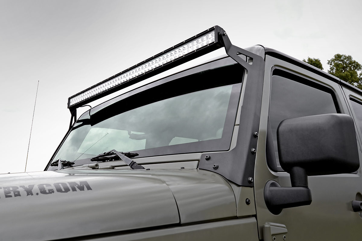 Rough Country Led Light Mounts Upper Windshield 50" Fits Jeep Wrangler Jk (07-18) 70504