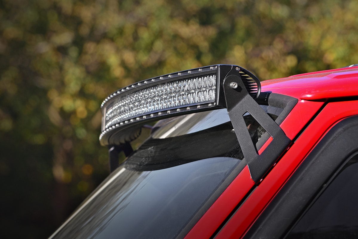 Rough Country Led Light Mount Upper Windshield 50" Curved Fits Jeep Cherokee Xj (84-01) 70517