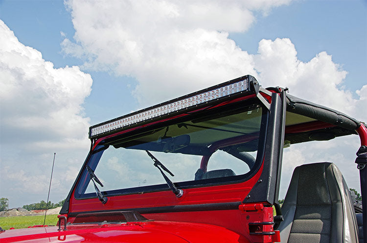 Rough Country Led Light Mount Upper Windshield 50" Straight Jeep Wrangler Yj (87-95) 70508