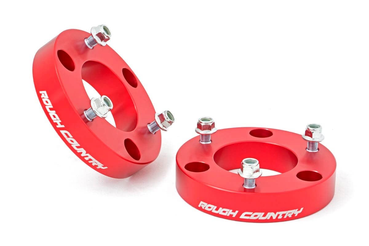 Rough Country 2 Inch Leveling Kit Red Spacers Fits Nissan Titan 2WD/4WD (04-23) 863RED