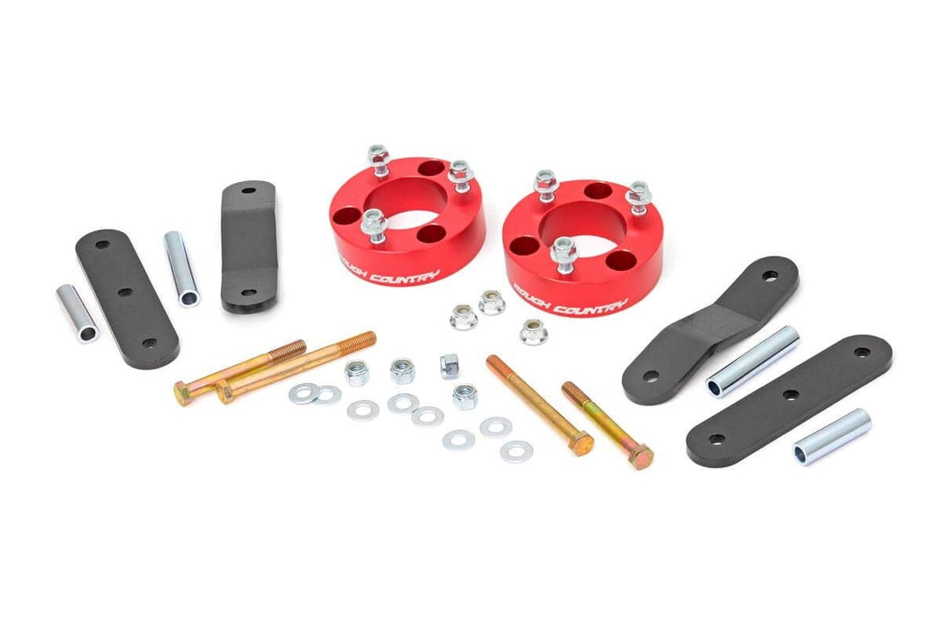 Rough Country 2.5 Inch Leveling Kit Red Spacers Nissan Frontier (05-23)/Xterra (05-15) 867RED