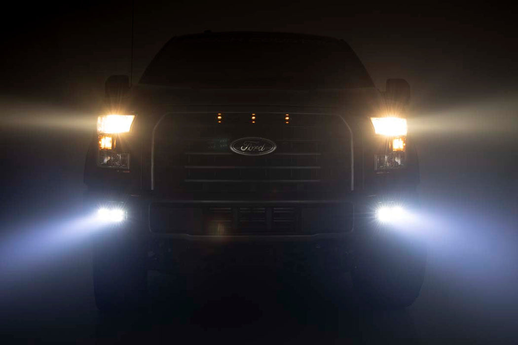 LED Light | Fog Mount | Dual 2" Black Pairs | SAE | Ford F-150 (15-17)
