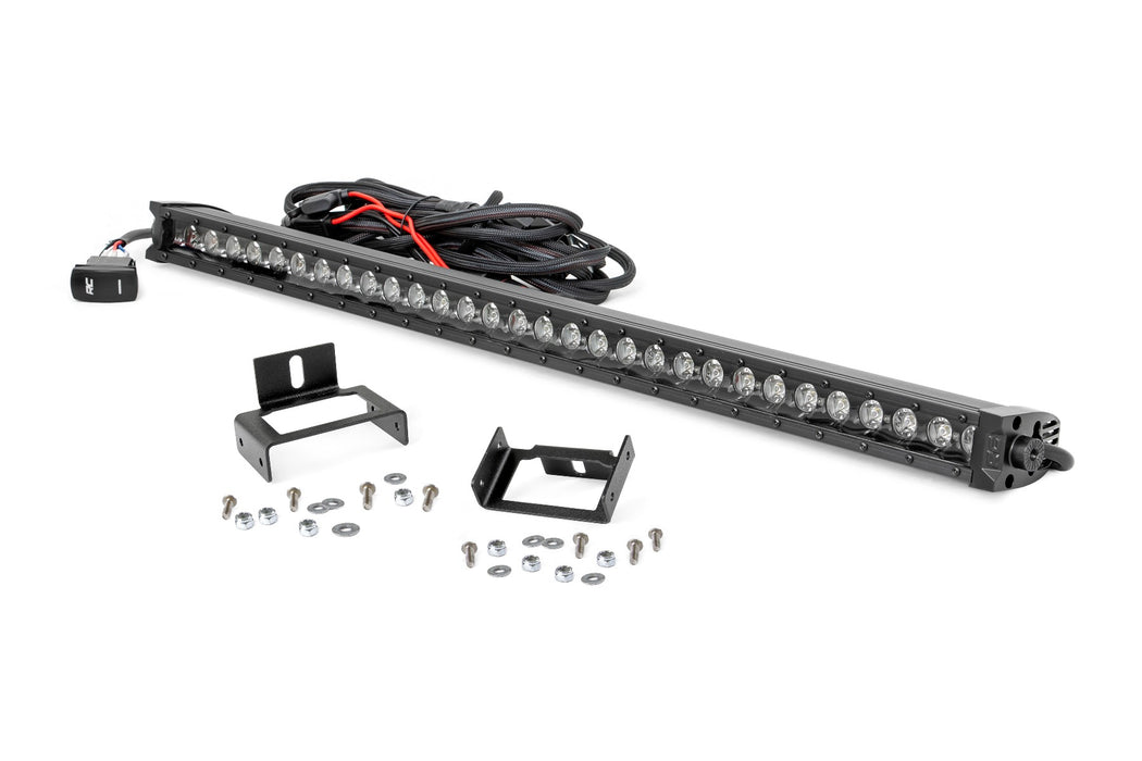 Rough Country Led Light Kit Grill Mount 30" Black Single Row White Drl Ford Super Duty (11-16) 70530BLDRL