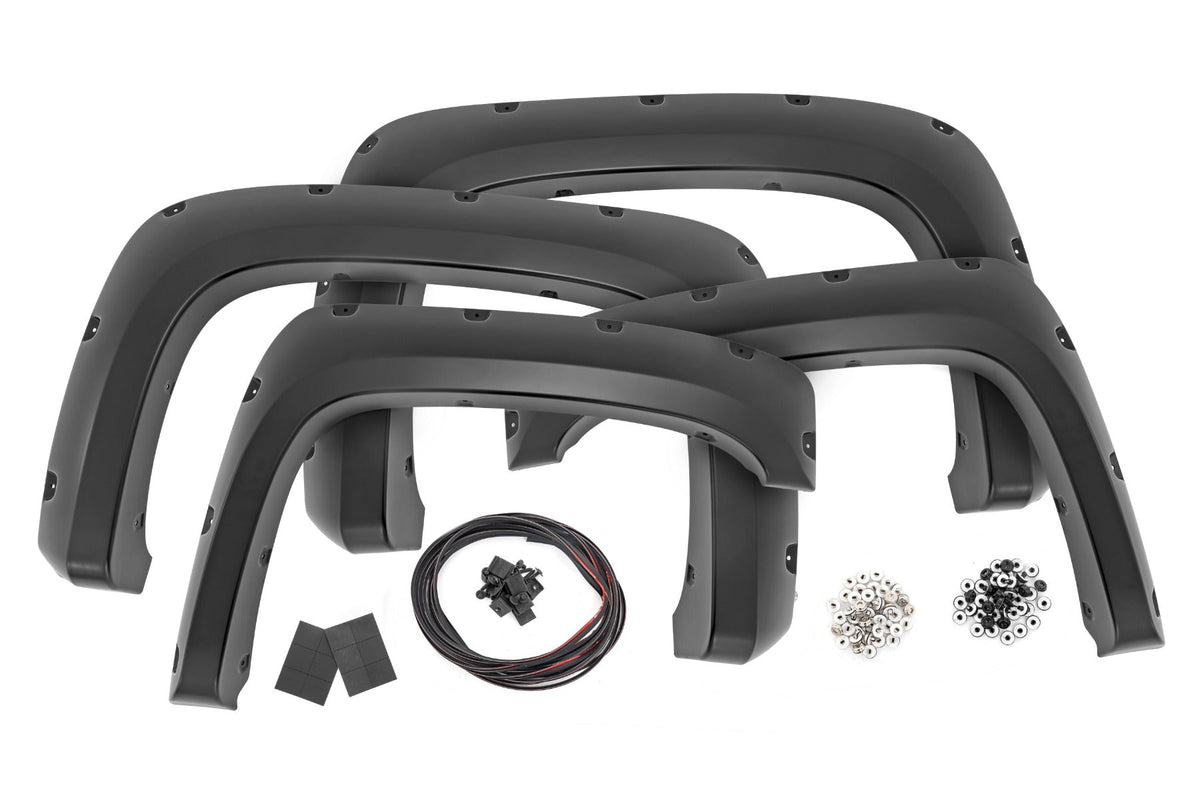 Rough Country Pocket Fender Flares Gba Black Fits Chevy Silverado 1500/2500HD/3500HD (07-14) F-C10714B-GBA