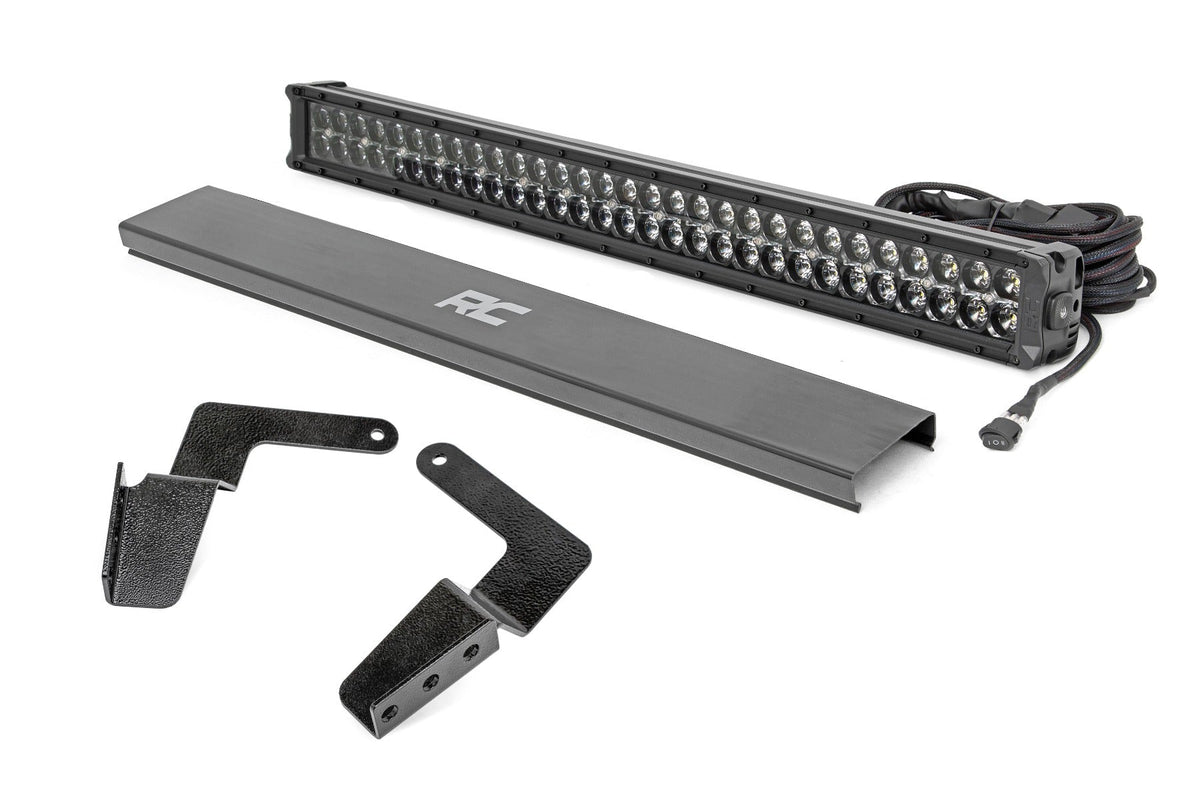 Rough Country LED Light Kit Bumper Mount 30" Black Dual Row White DRL Fits toyotaFJ Cruiser (07-14) 70652DRL