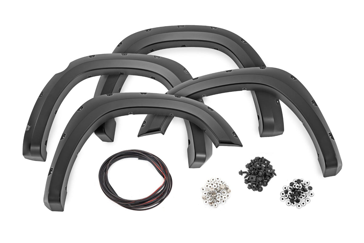Rough Country Pocket Fender Flares Ps2 Bright Silver Metallic Fits RAM 1500 (19-23) F-D10914A-PS2
