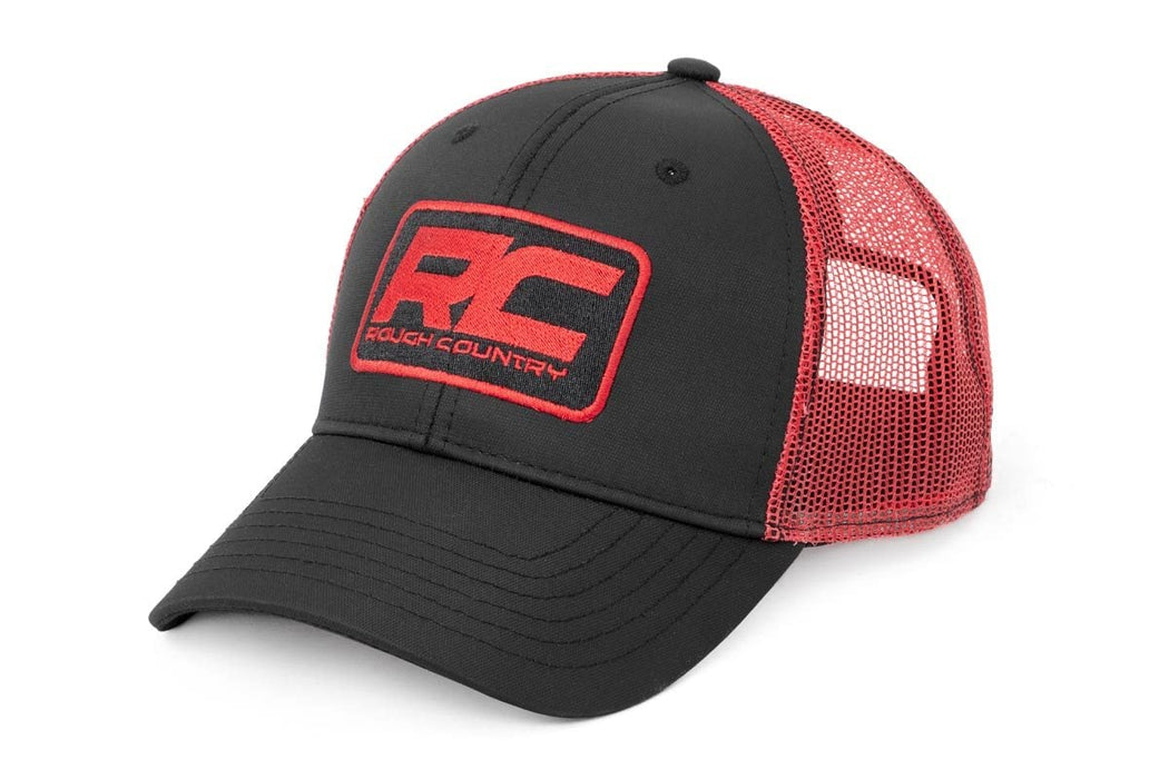 Rough Country Hat Red Mesh Patch Black/Red 84124