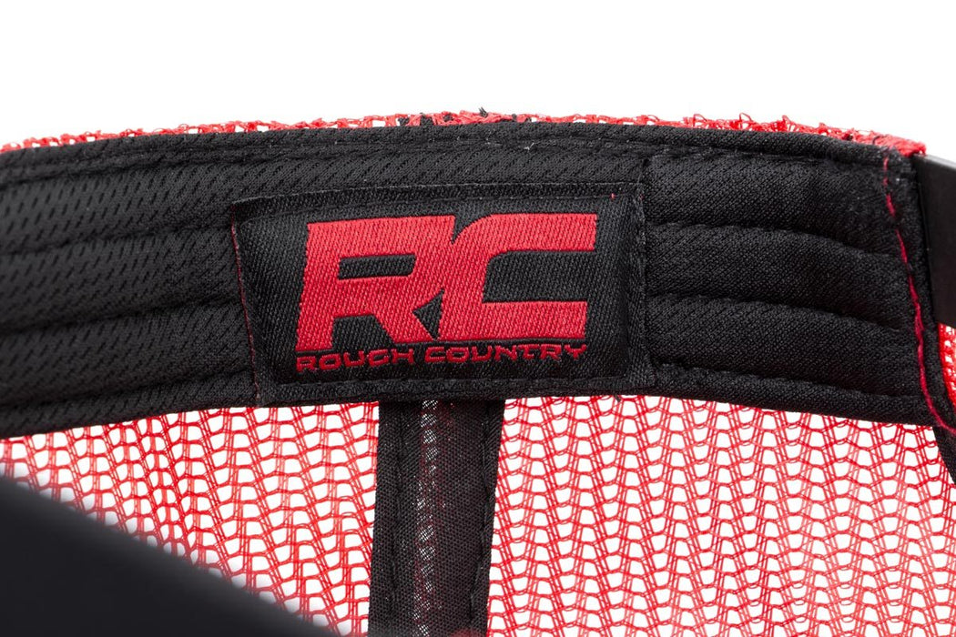 Rough Country Hat Red Mesh Patch Black/Red 84124
