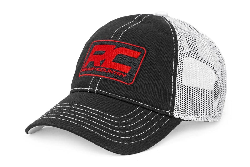 Rough Country Hat White Mesh Patch Black/Red 84125