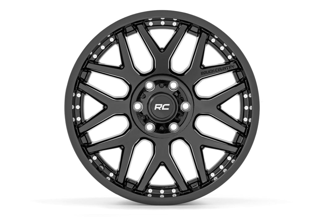 Rough Country 95 Series Wheel | One-Piece | Gloss Black | 20x10 | 8x180 | -19mm