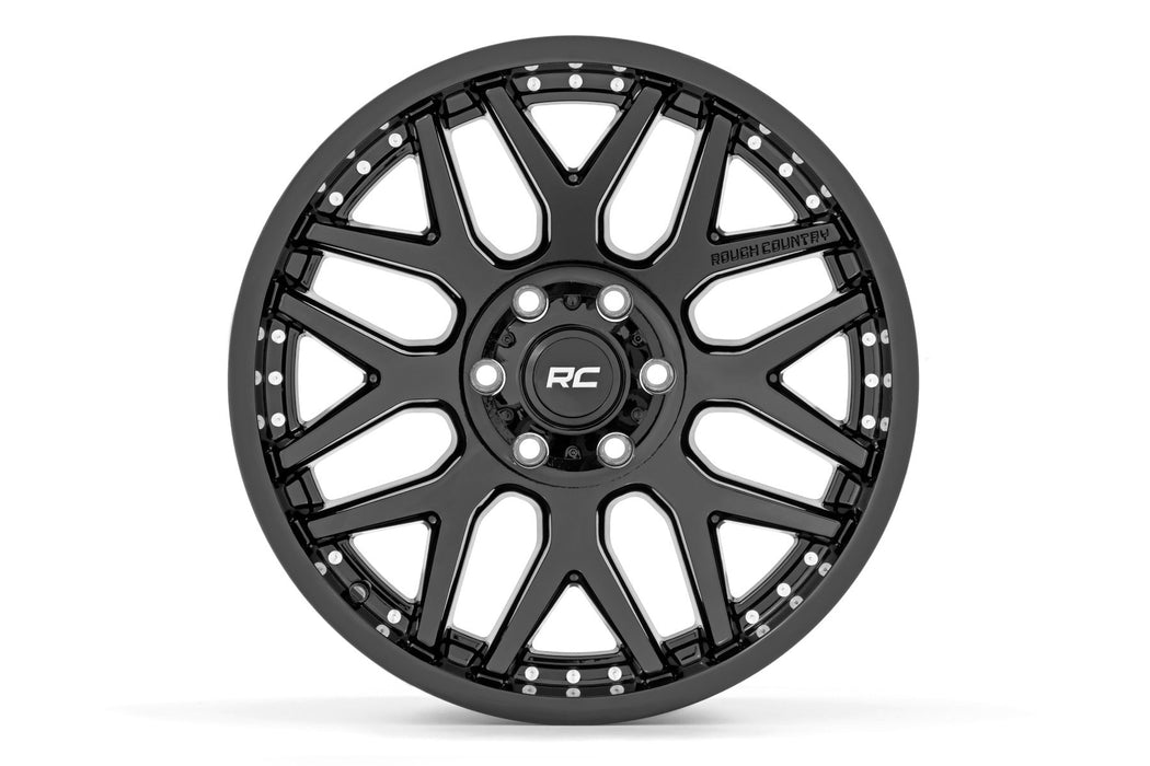 Rough Country 95 Series Wheel | One-Piece | Gloss Black | 20x10 | 6x5.5 | -25mm