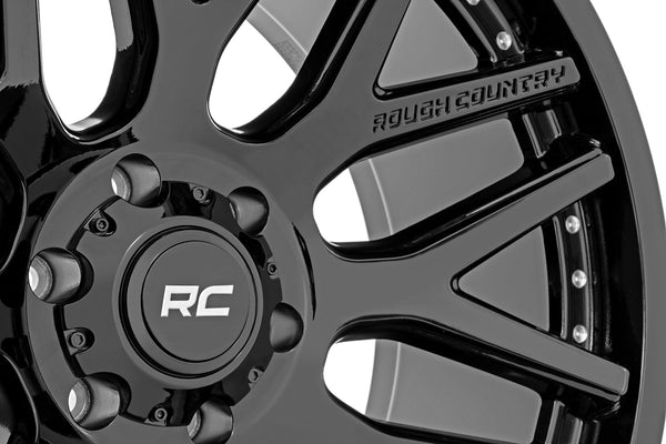 Rough Country 95 Series Wheel One-Piece Gloss Black 20X10 6X5.525Mm Fits Chevrolet C10 Pickup, Chevrolet K10 Pickup & more (1960-2026) 95201012