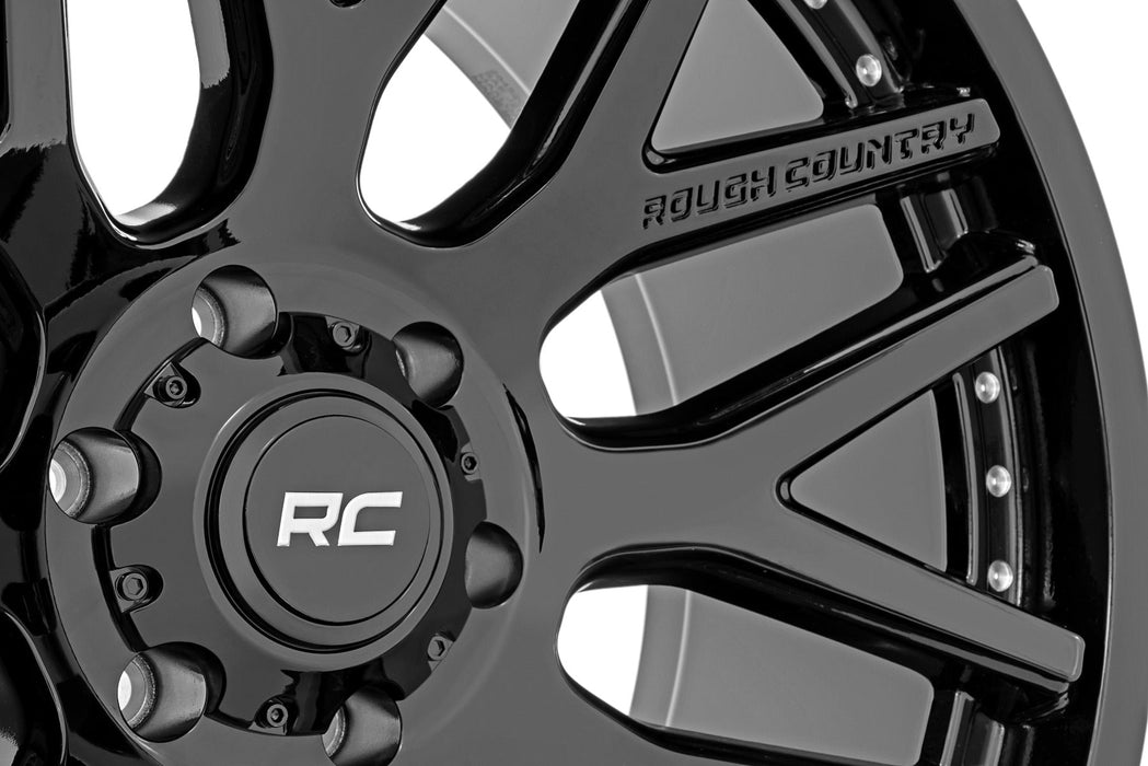 Rough Country 95 Series Wheel | One-Piece | Gloss Black | 22x10 | 6x135 | -19mm