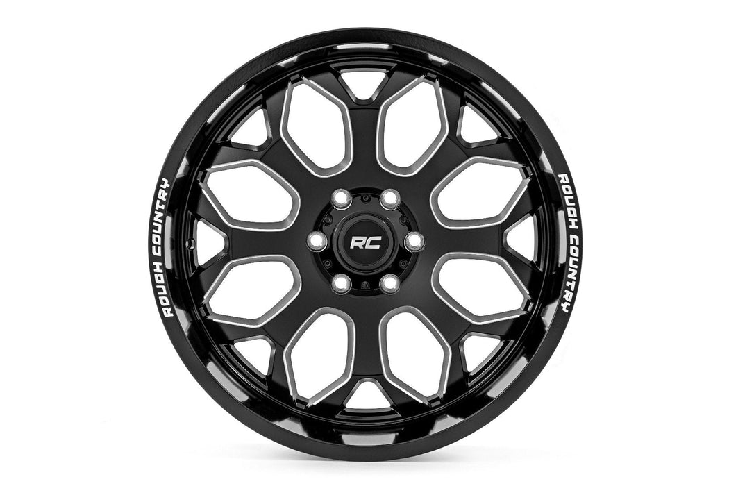 Rough Country 96 Series Wheel | One-Piece | Gloss Black | 20x10 | 5x4.5 | -19mm