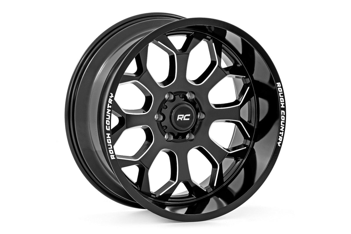 Rough Country 96 Series Wheel One-Piece Gloss Black 22X10 6X5.519Mm Fits Chevrolet C10 Pickup, Chevrolet K10 Pickup & more (1960-2026) 96221012