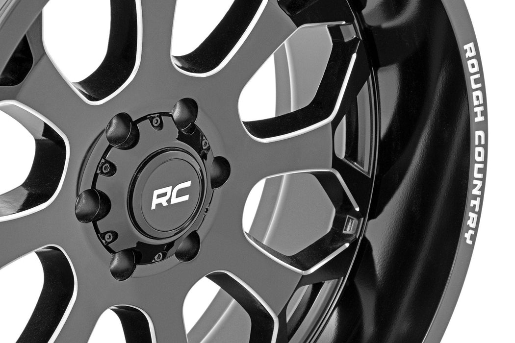 Rough Country 96 Series Wheel | One-Piece | Gloss Black | 20x10 | 5x5 | -19mm